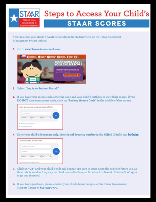 How do i look up my child s staar scores 